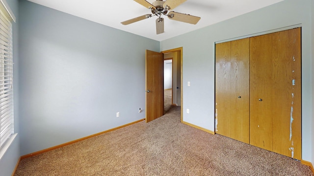 256 Stamford Ln, Romeoville, IL 60446 - unfurnished bedroom featuring carpet flooring, a closet, and a ceiling fan
