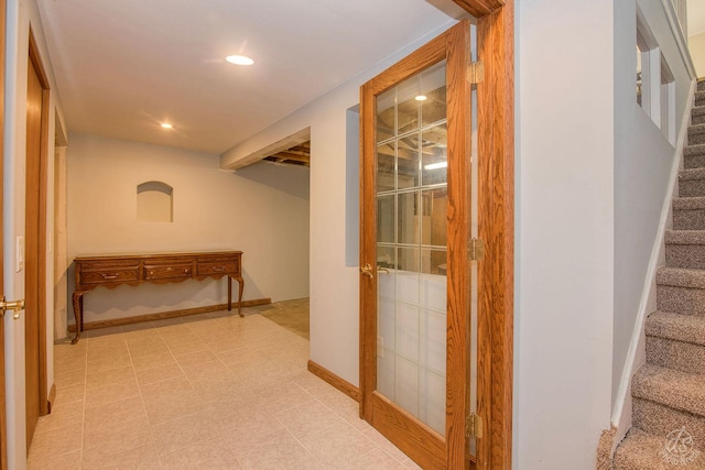 1288 Seabury Cir, Carol Stream, IL 60188 - hall with stairway and recessed lighting
