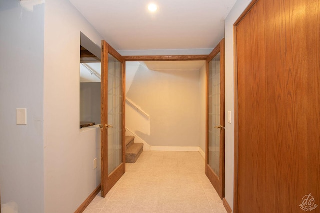 1288 Seabury Cir, Carol Stream, IL 60188 - hallway featuring stairway and baseboards