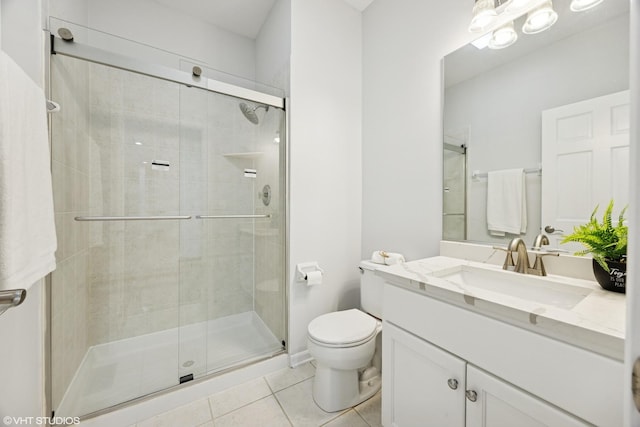 1040 E Buckingham Dr, Naperville, IL 60563 - bathroom featuring vanity, tile patterned flooring, and a shower stall