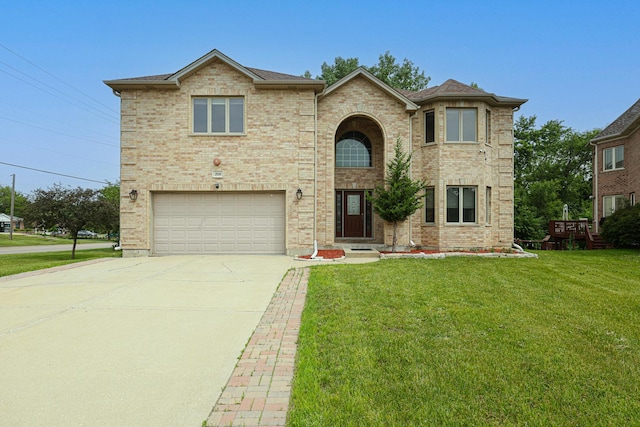 200 Ahmed Ct, Glendale Heights, IL 60139 - traditional home with an attached garage, a front yard, driveway, and brick siding