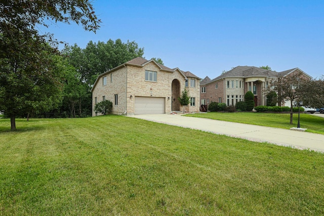 200 Ahmed Ct, Glendale Heights, IL 60139 - view of front facade with an attached garage, concrete driveway, a front yard, and brick siding
