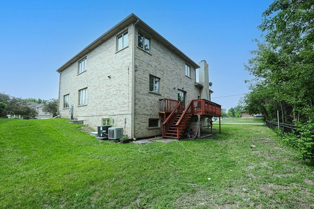 200 Ahmed Ct, Glendale Heights, IL 60139 - back of property featuring a wooden deck, stairway, brick siding, and a yard