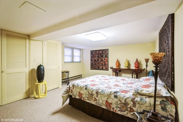 1116 W N Shore Ave Unit 2, Chicago, IL 60626 - bedroom featuring carpet floors, baseboard heating, and a closet
