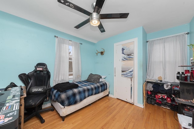 3043 W 96th Pl, Evergreen Park, IL 60805 - bedroom with wood finished floors and ceiling fan