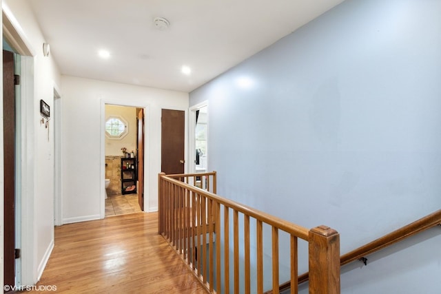 852 Pamela Dr, Bensenville, IL 60106 - corridor with an upstairs landing, light wood finished floors, and recessed lighting