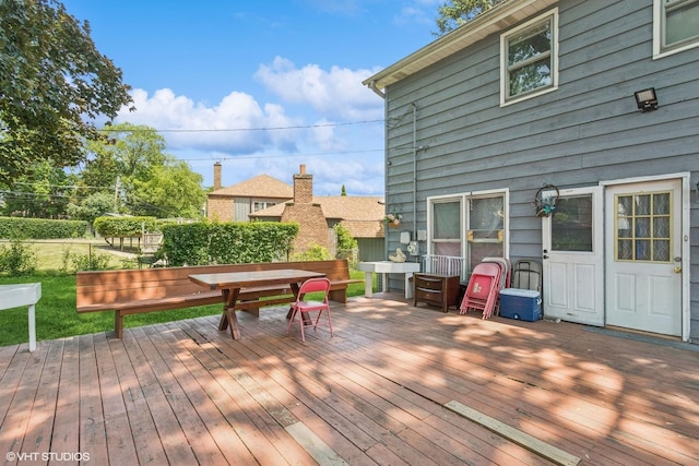 852 Pamela Dr, Bensenville, IL 60106 - wooden terrace with outdoor dining space