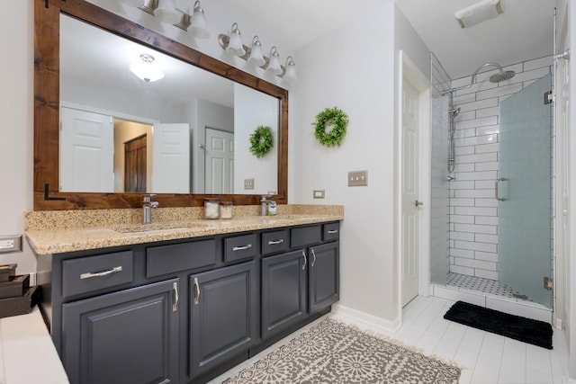 661 Regal Ln, Algonquin, IL 60102 - full bath with a shower stall, double vanity, and tile patterned floors