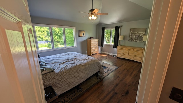 5N119 Mary Ct, Saint Charles, IL 60175 - bedroom featuring dark wood-style floors, lofted ceiling, and a ceiling fan