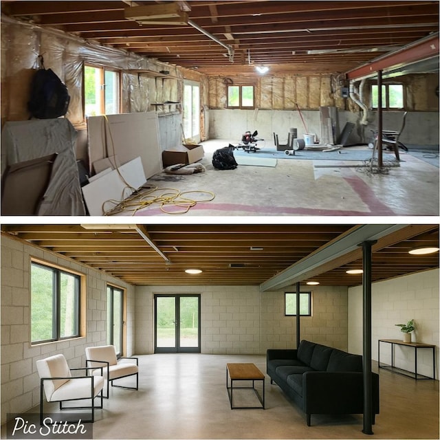5N119 Mary Ct, Saint Charles, IL 60175 - below grade area featuring plenty of natural light and concrete block wall