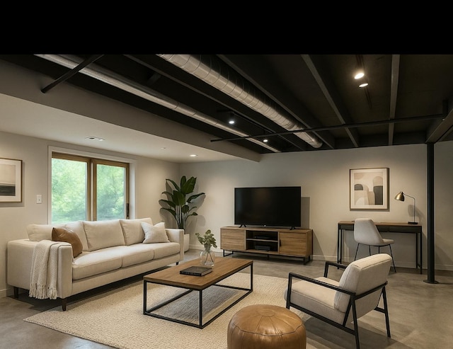 5N119 Mary Ct, Saint Charles, IL 60175 - living room with finished concrete flooring and recessed lighting