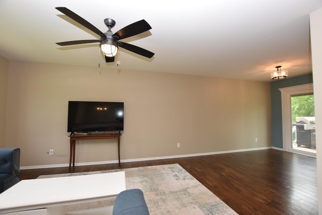 1116 Oakleaf Ave, Mchenry, IL 60051 - living area with dark wood-type flooring and ceiling fan