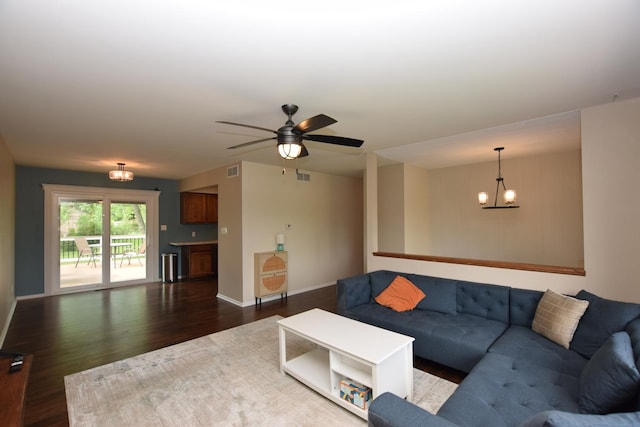 1116 Oakleaf Ave, Mchenry, IL 60051 - living room with wood finished floors, a chandelier, and ceiling fan