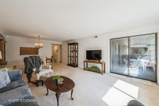 1295 N Sterling Ave Unit 211, Palatine, IL 60067 - living room with a chandelier and light carpet