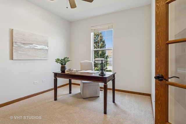 4120 Idlewild Ln, Naperville, IL 60564 - home office featuring a ceiling fan and carpet floors