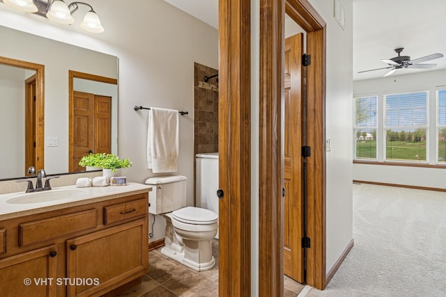 4120 Idlewild Ln, Naperville, IL 60564 - bathroom featuring vanity, a shower, and a ceiling fan
