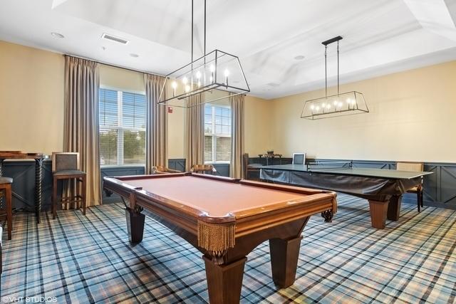 4120 Idlewild Ln, Naperville, IL 60564 - recreation room with carpet flooring, billiards, a chandelier, and a tray ceiling