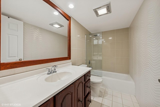 340 Claymoor Rd Unit 2B, Hinsdale, IL 60521 - full bath with vanity, tile patterned flooring, bathtub / shower combination, and recessed lighting