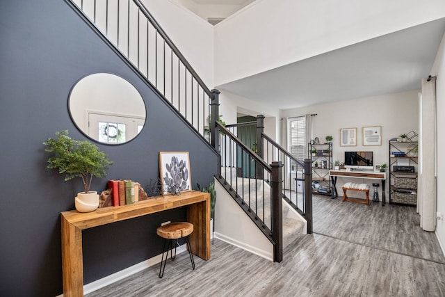 1462 Keller St, Elburn, IL 60119 - stairway with wood finished floors and a towering ceiling