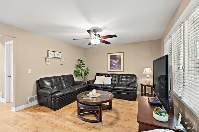 10405 Kenilworth Ave, Algonquin, IL 60102 - living area featuring ceiling fan and light wood finished floors