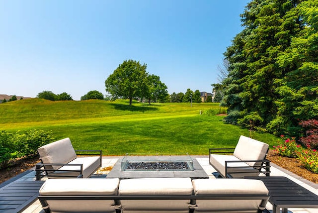 3527 Scottsdale Cir, Naperville, IL 60564 - view of patio / terrace with an outdoor living space with a fire pit