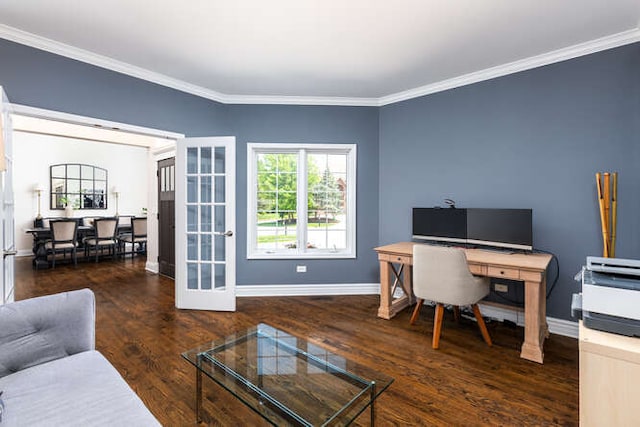 3527 Scottsdale Cir, Naperville, IL 60564 - office with ornamental molding, wood finished floors, and french doors