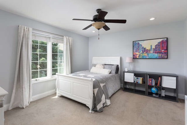 3527 Scottsdale Cir, Naperville, IL 60564 - bedroom featuring light colored carpet, a ceiling fan, and recessed lighting