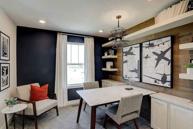 1058 E Oakton St, Des Plaines, IL 60018 - office area with a chandelier, light carpet, and recessed lighting