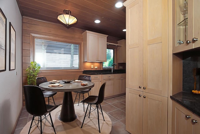1020 S Knight Ave, Park Ridge, IL 60068 - dining space featuring tile patterned flooring, wood ceiling, and recessed lighting