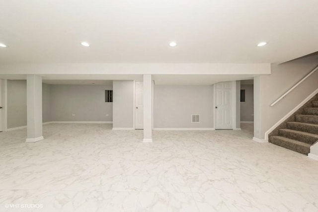 8108 S Wolcott Ave, Chicago, IL 60620 - finished below grade area featuring recessed lighting and stairway