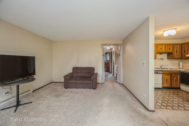 4436 Arbor Cir Unit 4, Downers Grove, IL 60515 - living area featuring light carpet and a baseboard heating unit