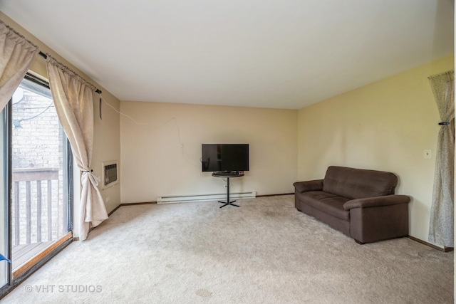 4436 Arbor Cir Unit 4, Downers Grove, IL 60515 - living area featuring baseboard heating, carpet, and a wall unit AC