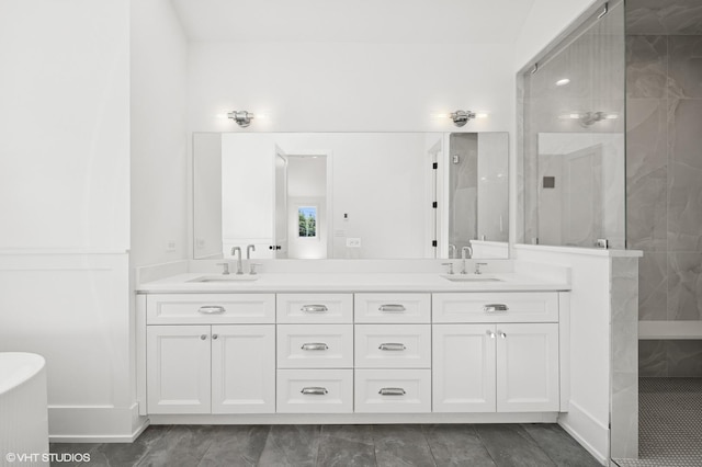 900 Pleasant Ln, Glenview, IL 60025 - bathroom with walk in shower and double vanity