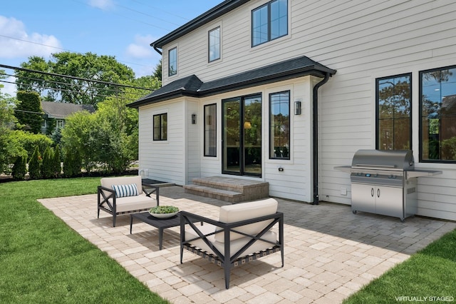 900 Pleasant Ln, Glenview, IL 60025 - rear view of property with a patio, a yard, and an outdoor living space