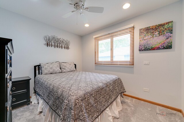 908 Jackson Ave, Wauconda, IL 60084 - bedroom with light carpet, recessed lighting, and a ceiling fan