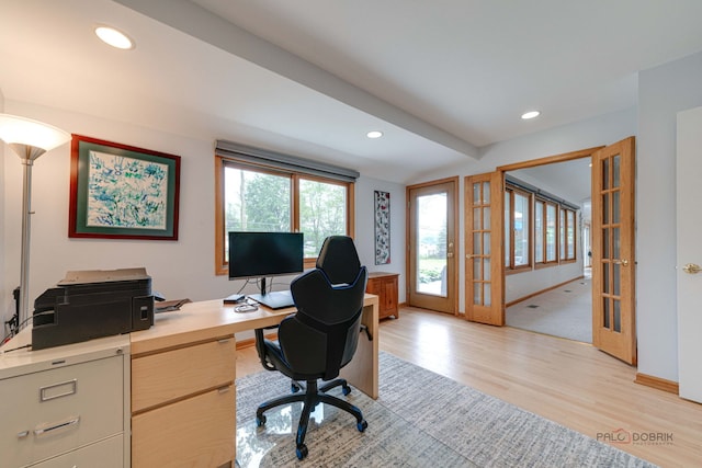 908 Jackson Ave, Wauconda, IL 60084 - office space featuring french doors, light wood finished floors, and recessed lighting