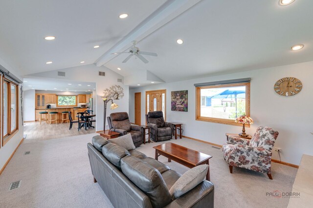 908 Jackson Ave, Wauconda, IL 60084 - living area with recessed lighting, a ceiling fan, and light carpet