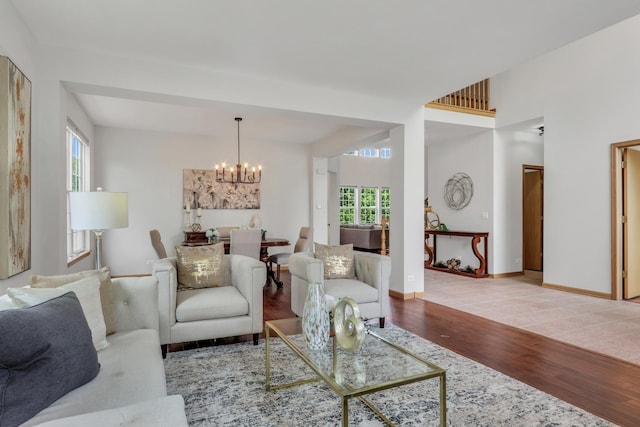 34405 N Bobolink Trl, Grayslake, IL 60030 - living area with wood finished floors and a chandelier