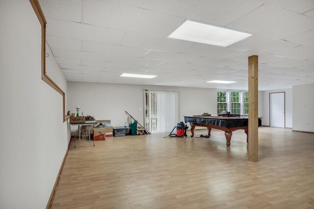 34405 N Bobolink Trl, Grayslake, IL 60030 - rec room featuring light wood-type flooring and a drop ceiling