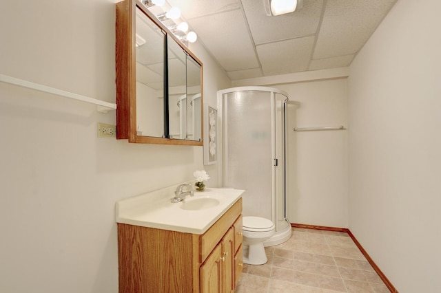 34405 N Bobolink Trl, Grayslake, IL 60030 - full bathroom with vanity, a stall shower, and a paneled ceiling