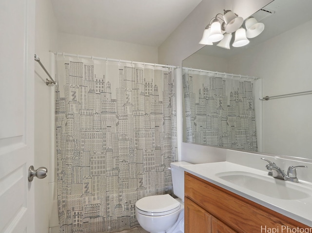 690 Savannah Ln, Crystal Lake, IL 60014 - bathroom with vanity, a chandelier, and a shower with curtain