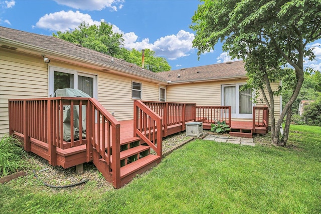 3204 Fawn Hill Ct, Urbana, IL 61802 - wooden deck featuring a yard