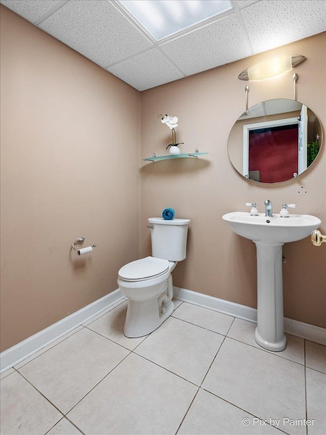 200 Ambria Dr, Mundelein, IL 60060 - bathroom with a paneled ceiling and tile patterned floors