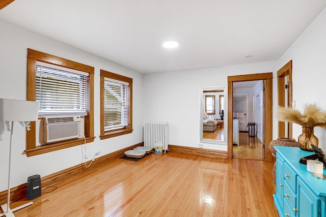 109 S Maple Ave, Oak Park, IL 60302 - unfurnished room with radiator heating unit, light wood finished floors, recessed lighting, and cooling unit