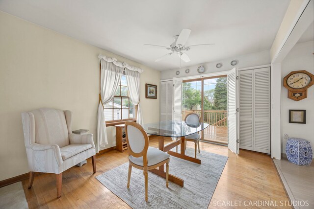 718 Liberty Ln, Lombard, IL 60148 - dining area with ceiling fan and light wood-style floors