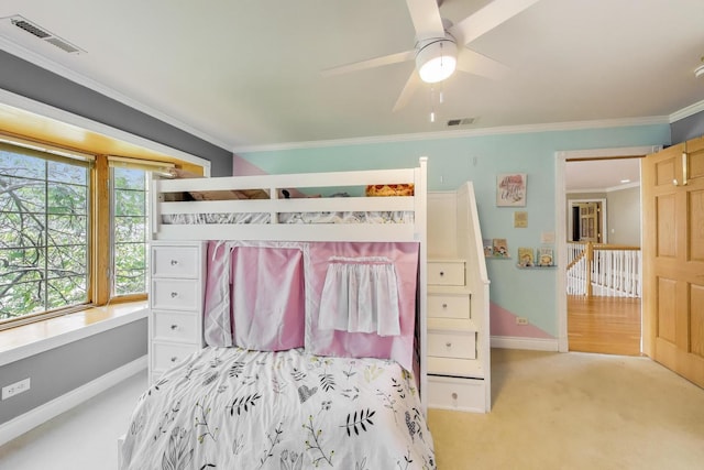 1206 Lathrop Ave, River Forest, IL 60305 - carpeted bedroom featuring crown molding and ceiling fan