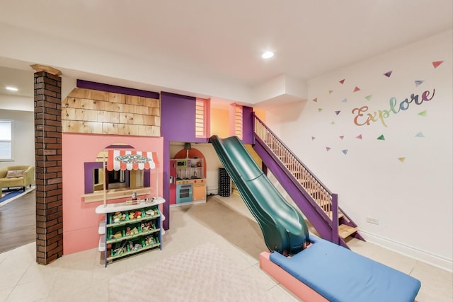 1206 Lathrop Ave, River Forest, IL 60305 - recreation room with recessed lighting and tile patterned flooring