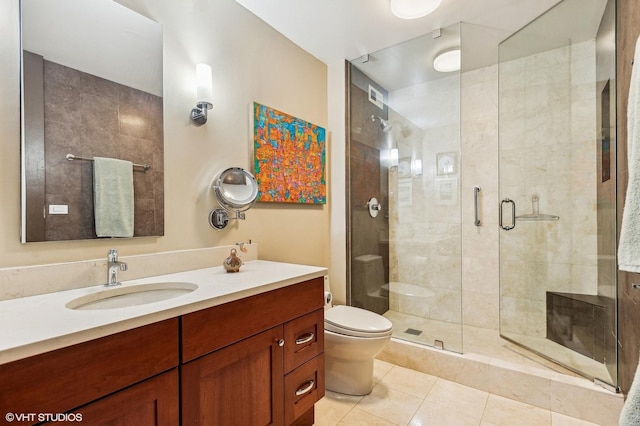 1410 N State Pkwy Unit 18B, Chicago, IL 60610 - bathroom with tile patterned floors, vanity, and a shower stall