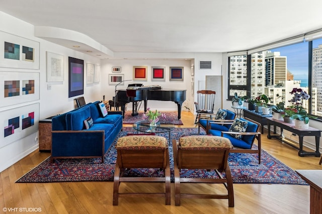 1410 N State Pkwy Unit 18B, Chicago, IL 60610 - living area featuring wood finished floors and a view of city