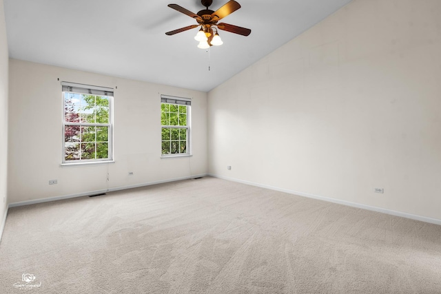 2008 Crosswind Dr, Plainfield, IL 60586 - carpeted empty room with ceiling fan and high vaulted ceiling